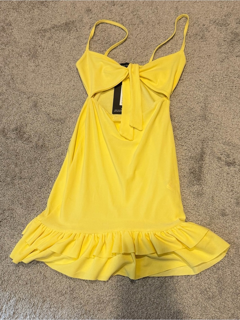 PrettyLittleThing Yellow Mini Dress with Tie Front